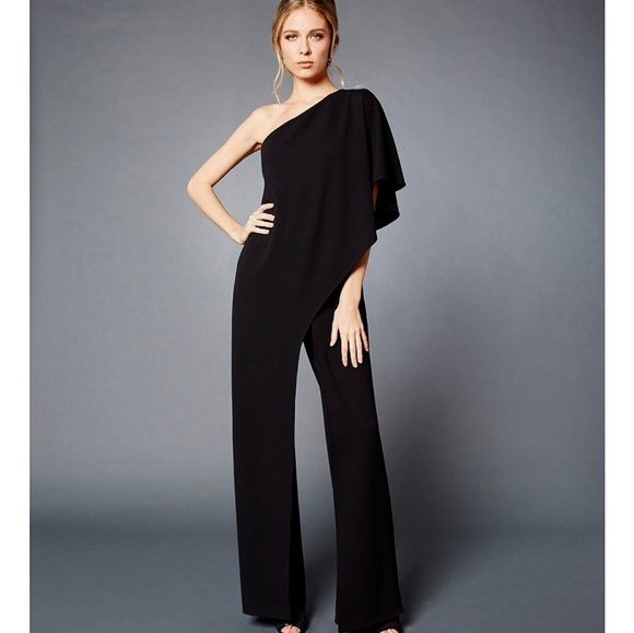 Adrianna Papell Pants - EUC Adrianna Papell One Shoulder Black Jumpsuit 4P
